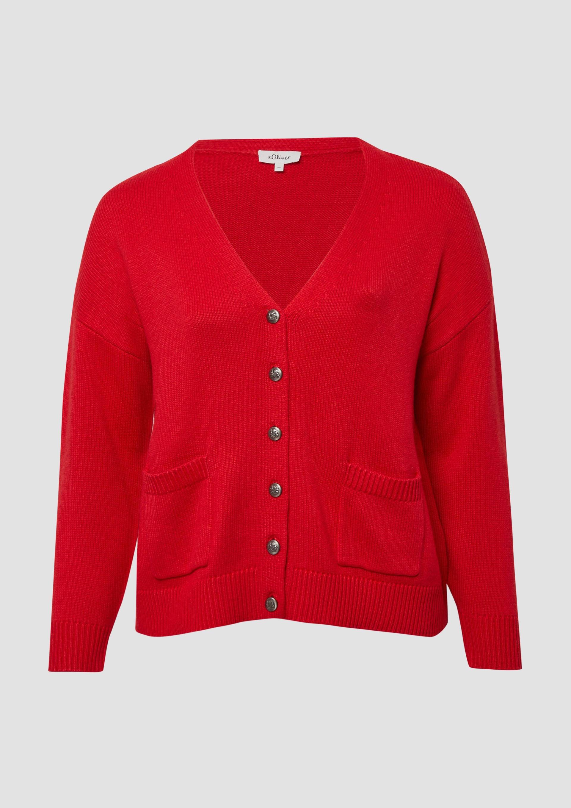 s.Oliver - Cardigan aus Wollmix mit Metall-Knöpfen, Damen, rot von s.Oliver