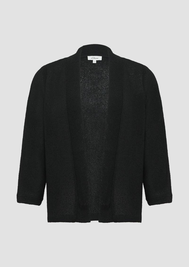 s.Oliver - Cardigan aus Bouclégarn mit 3/4-Ärmeln, Damen, schwarz von s.Oliver