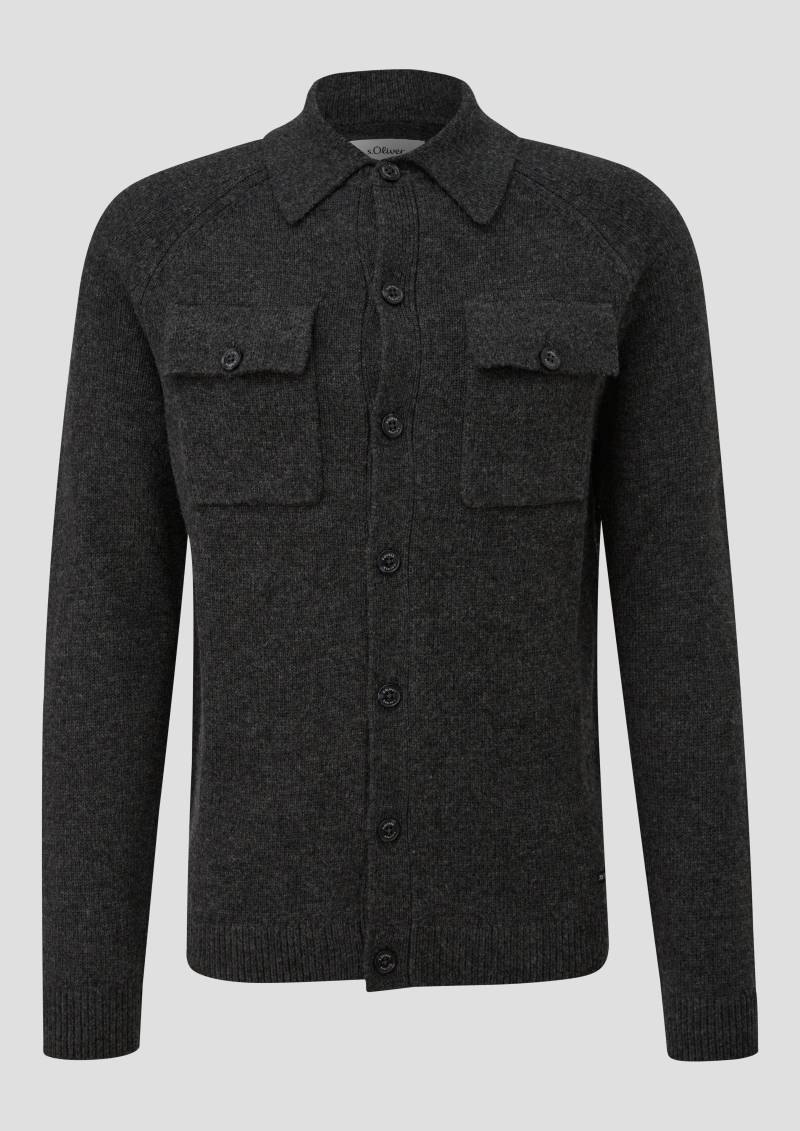 s.Oliver - Cardigan mit Brusttaschen und Polokragen, Herren, grau s.Oliver - Cardigan mit Brusttaschen und Polokragen, Herren, grau von s.Oliver