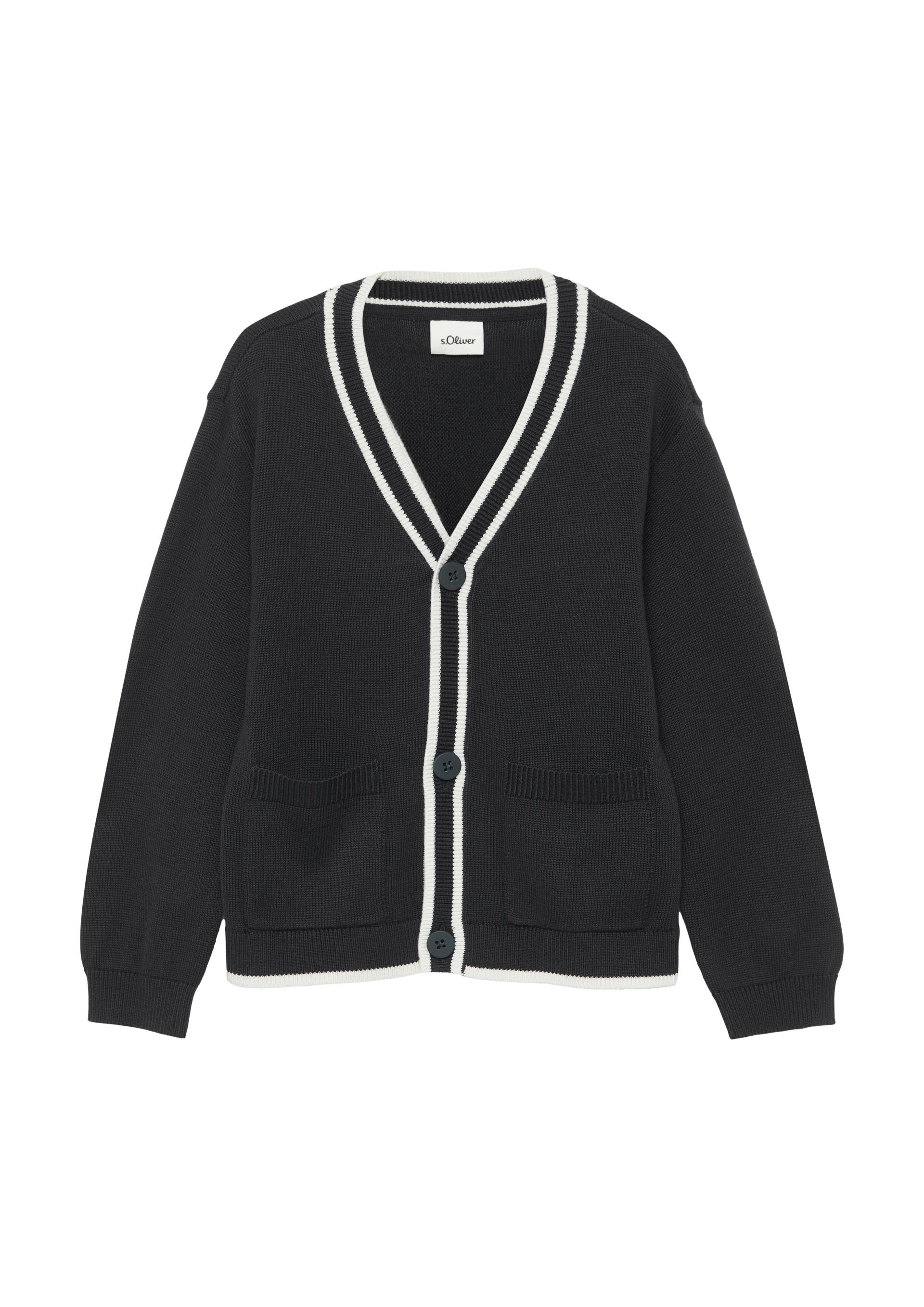 s.Oliver - Cardigan mit Kontraststreifen und aufgesetzten Taschen, Kinder, blau von s.Oliver
