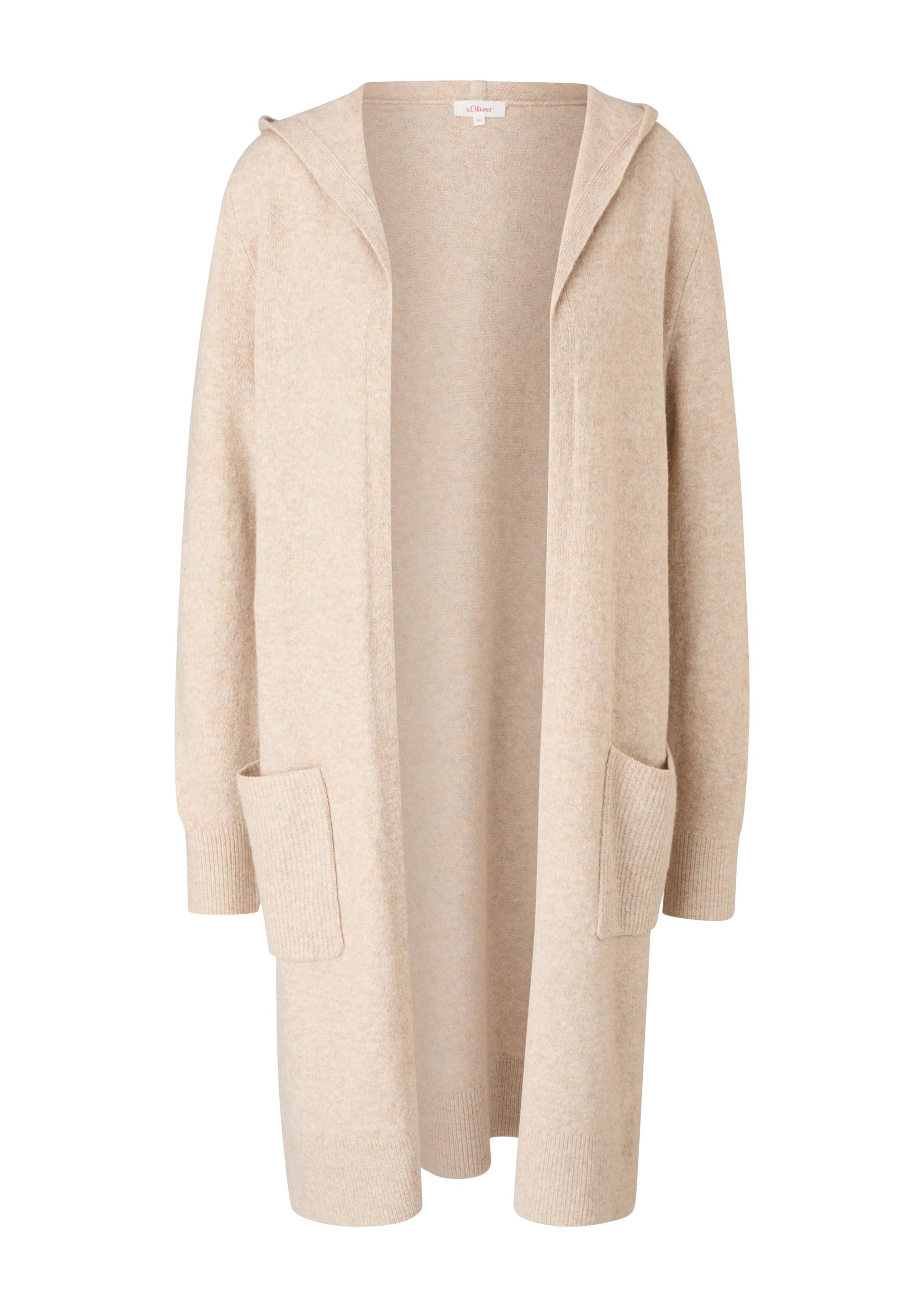 s.Oliver - Long-Cardigan mit Kapuze, Damen, Beige von s.Oliver