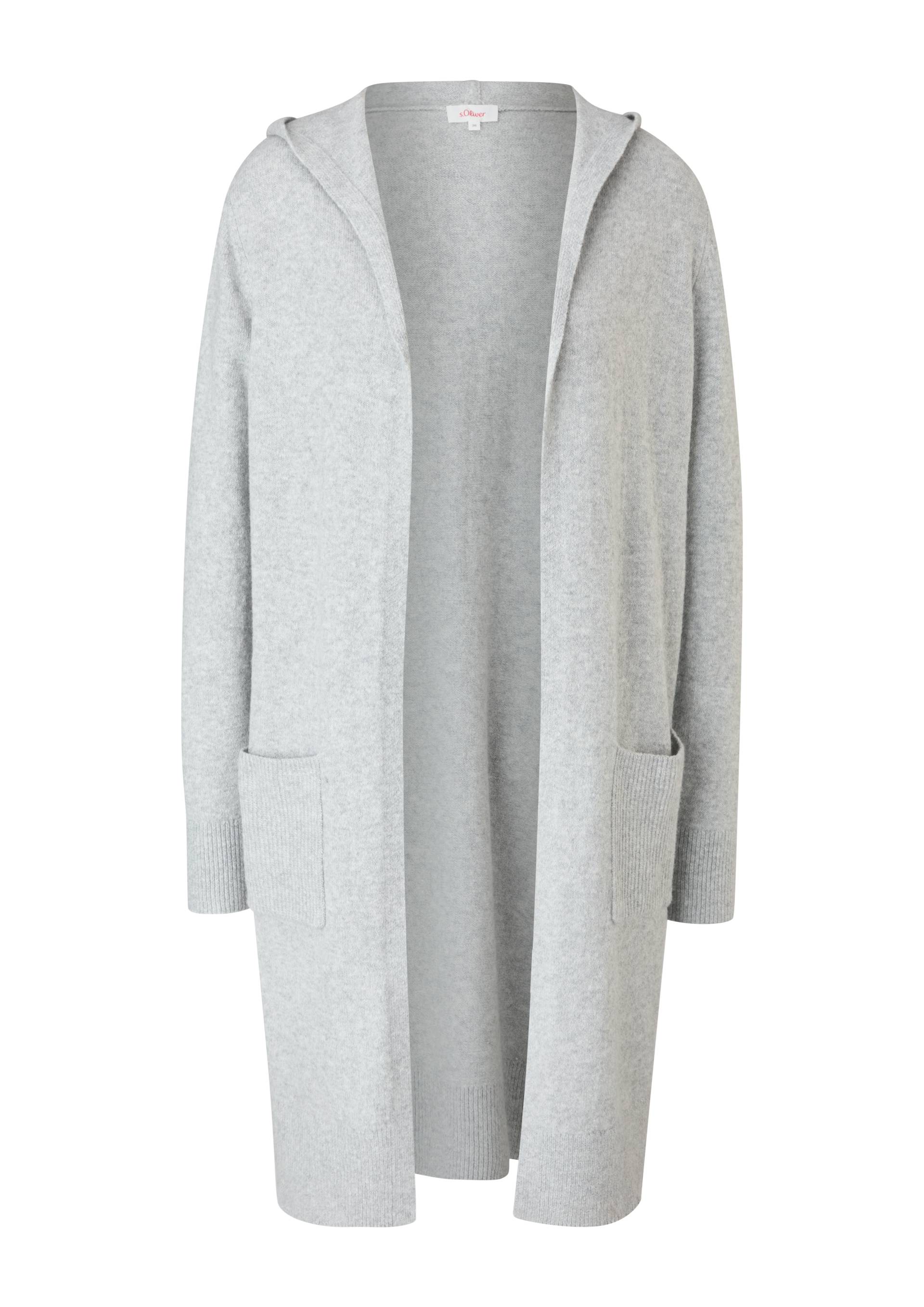 s.Oliver - Long-Cardigan mit Kapuze, Damen, grau von s.Oliver