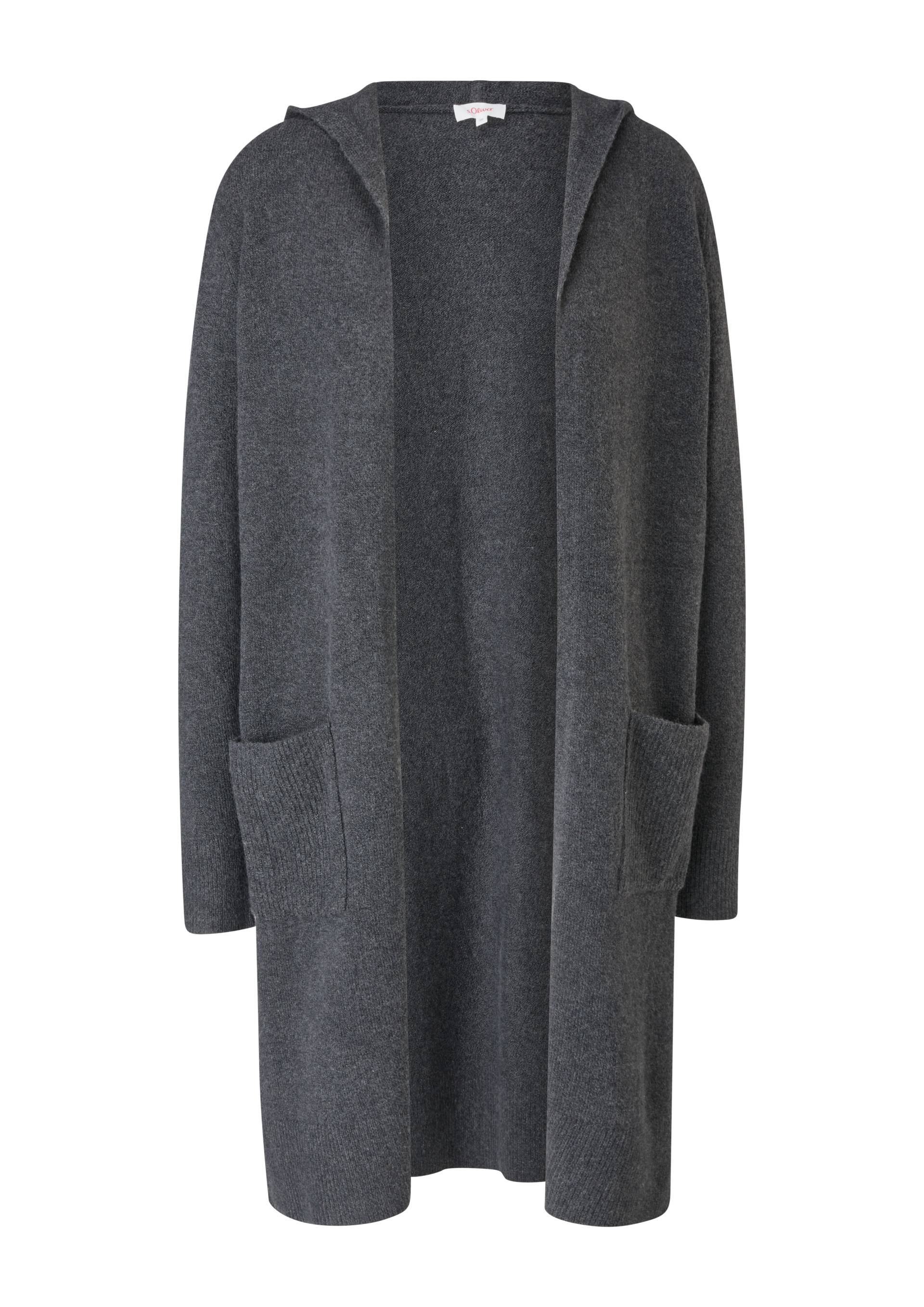 s.Oliver - Long-Cardigan mit Kapuze, Damen, grau von s.Oliver