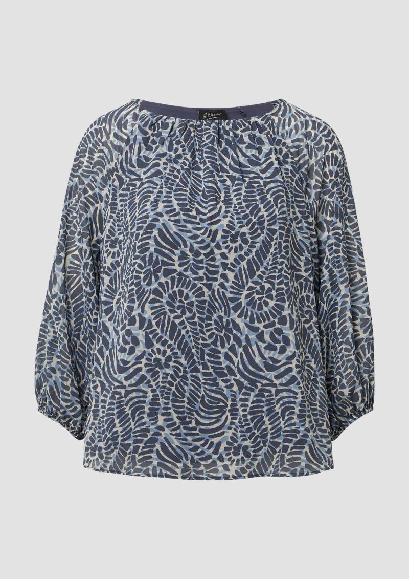 s.Oliver - Chiffon-Bluse mit 3/4-Ärmeln und All-over-Print, Damen, creme|mehrfarbig von s.Oliver