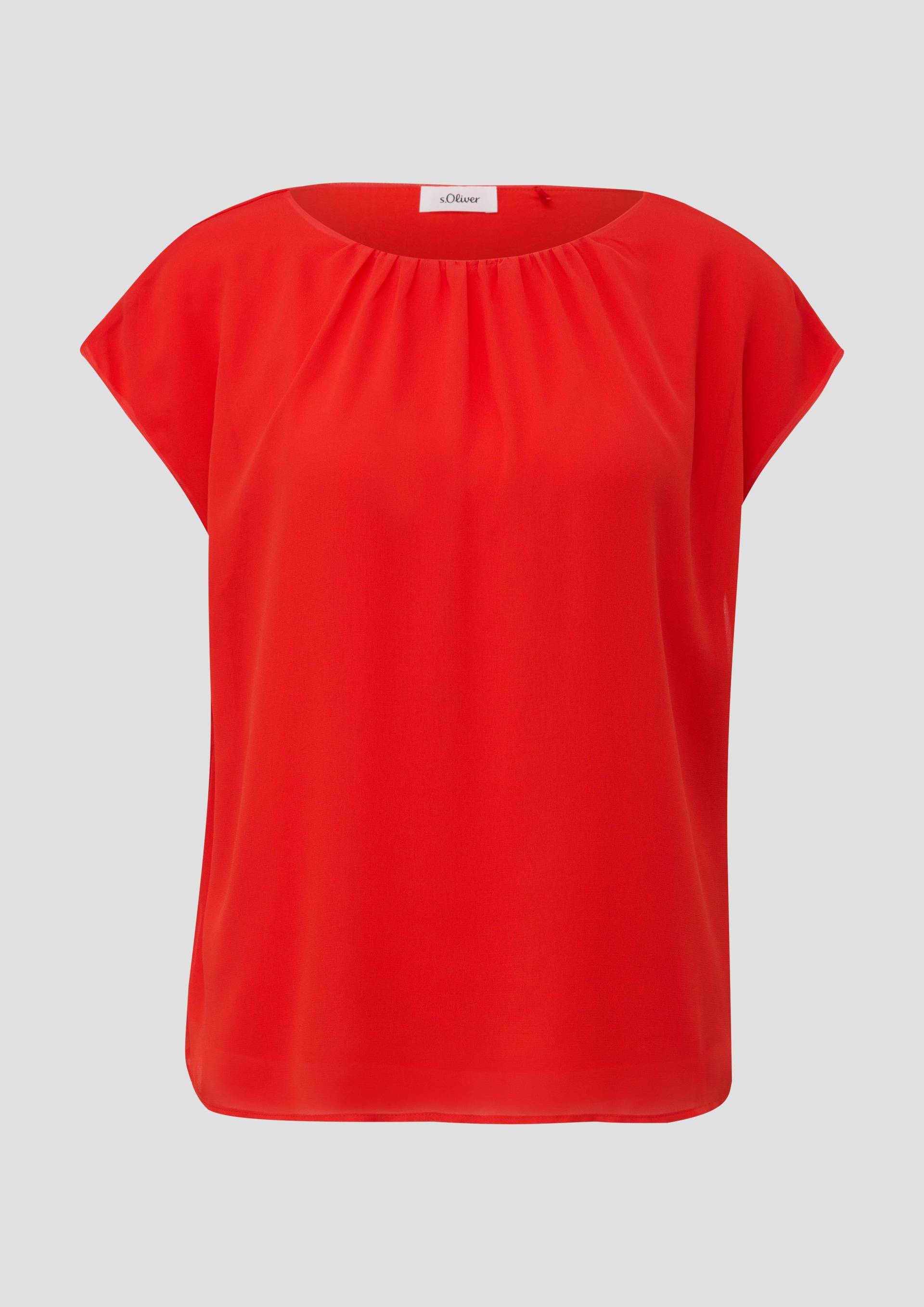 s.Oliver - Chiffonbluse mit Raffung, Damen, rot von s.Oliver