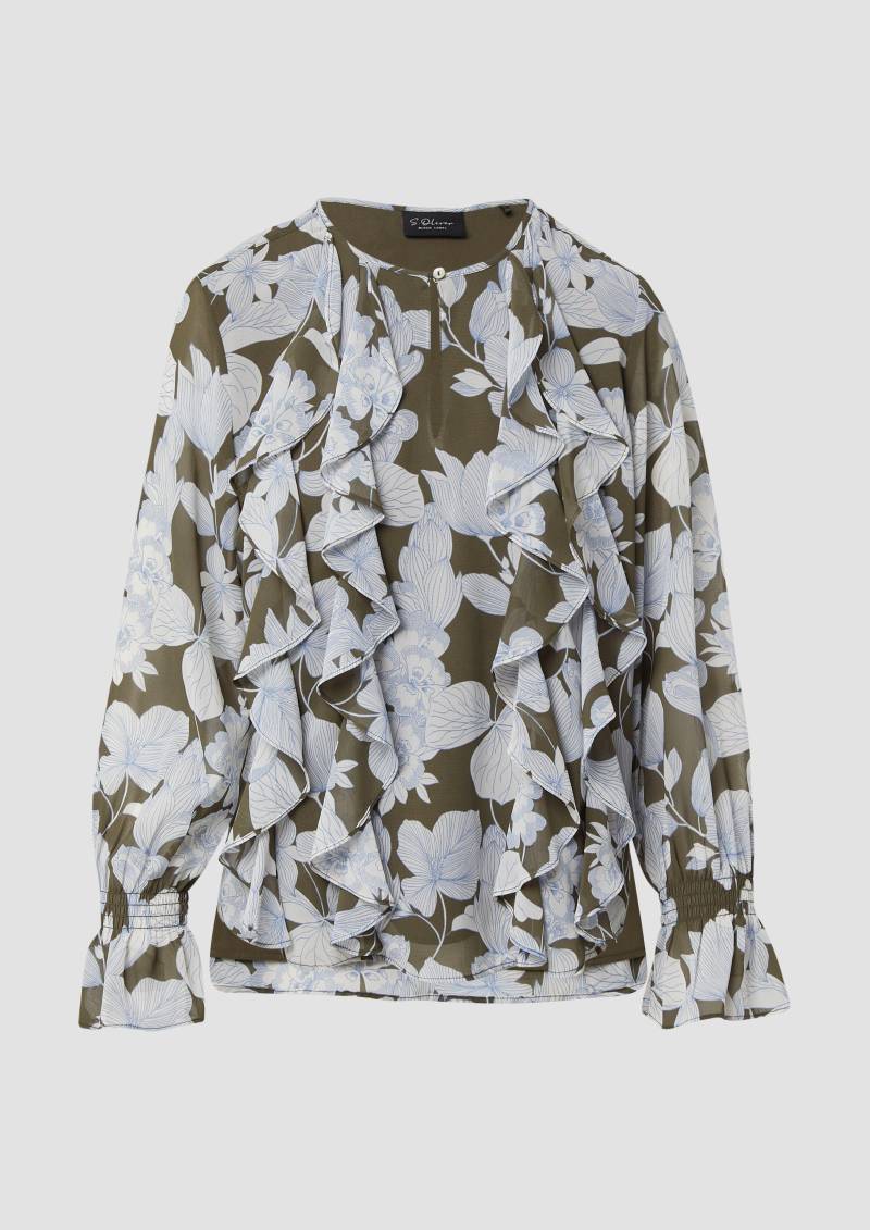 s.Oliver - Chiffonbluse mit Volants, Damen, Grün von s.Oliver