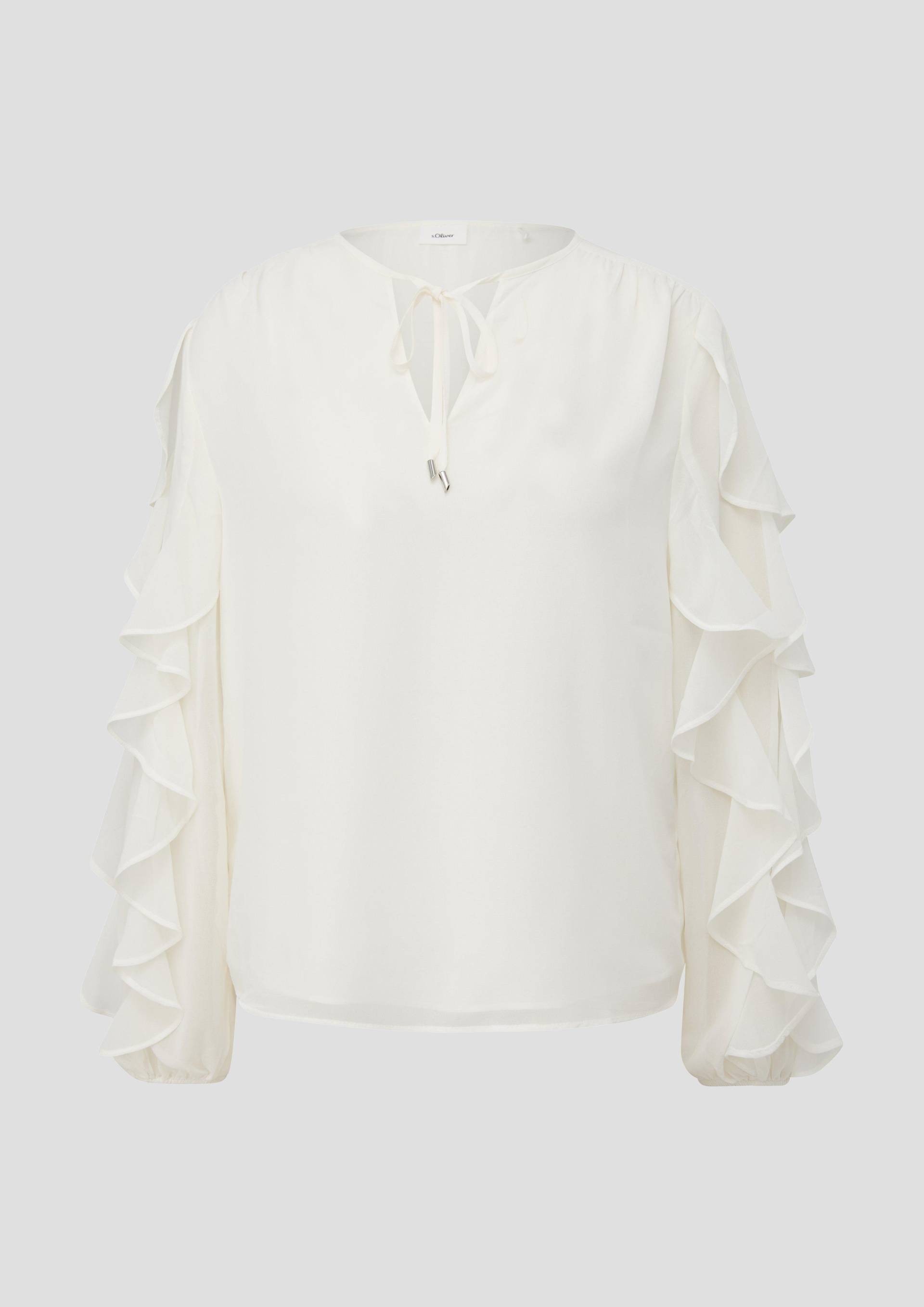 s.Oliver - Chiffonbluse mit Rüschen-Ärmeln, Damen, creme von s.Oliver