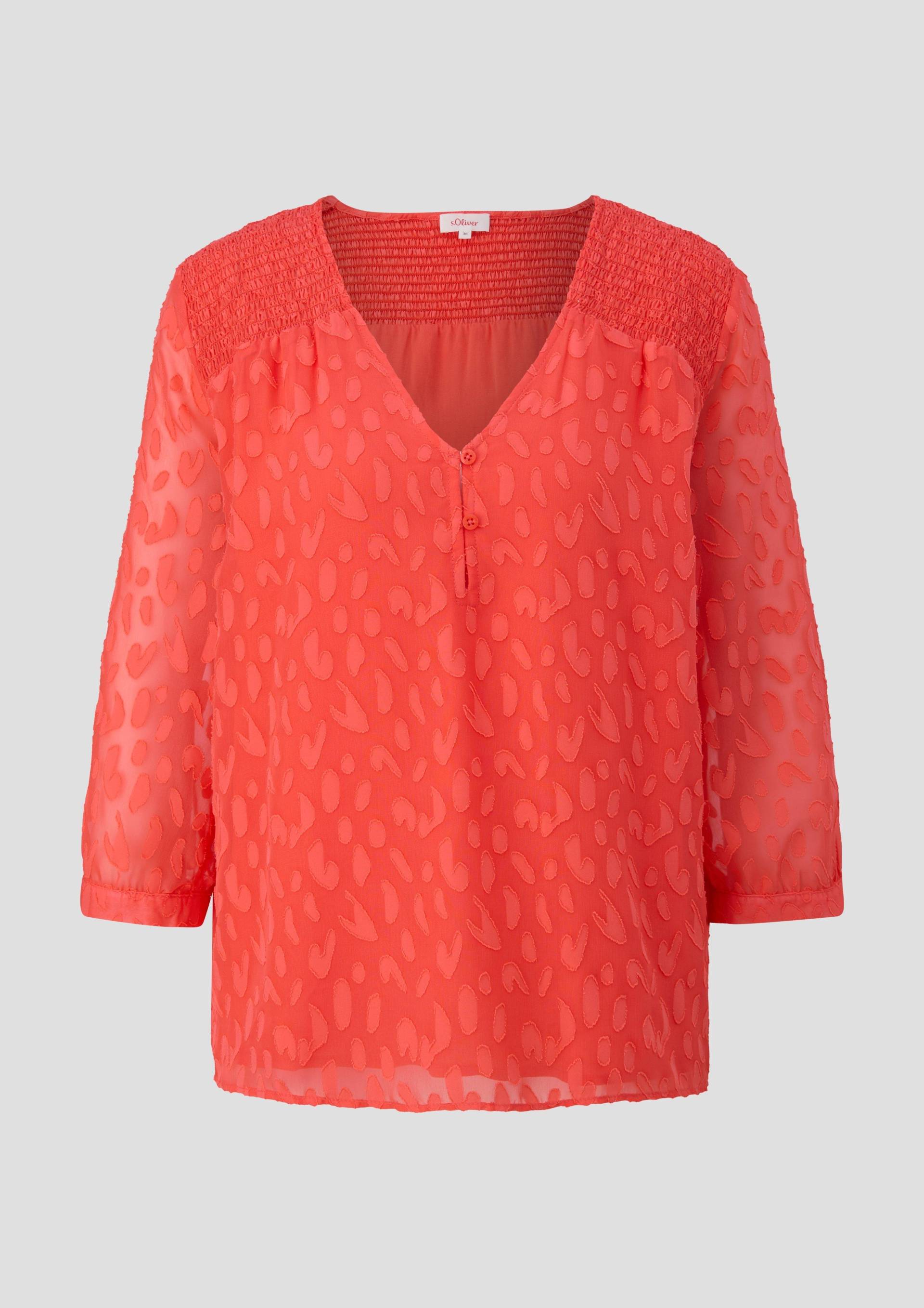 s.Oliver - Chiffonbluse mit Smok-Detail, Damen, Orange von s.Oliver