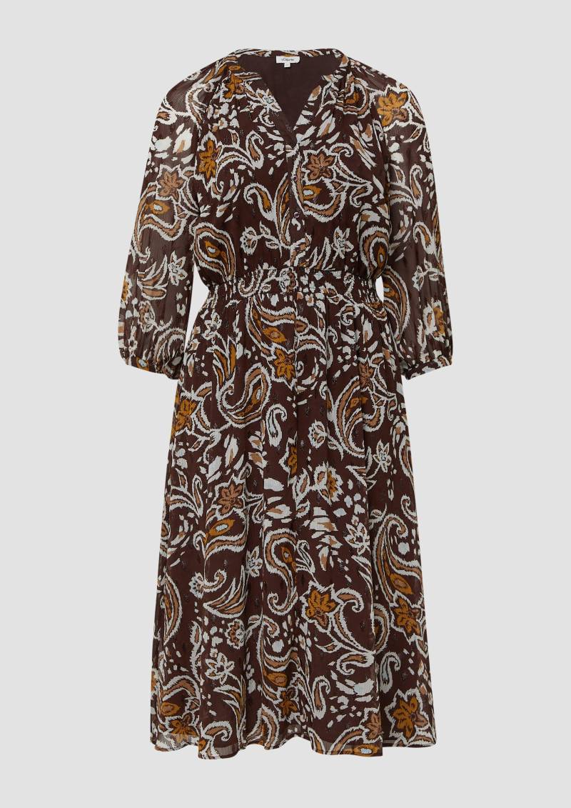 s.Oliver - Chiffonkleid mit Effektgarn im Relaxed Fit, Damen, braun|mehrfarbig von s.Oliver