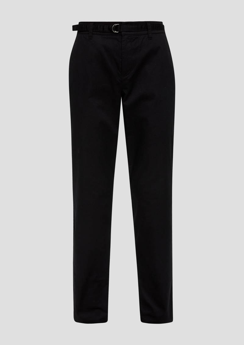 s.Oliver - Chino mit Gürtel aus Baumwollstretch, Damen, schwarz von s.Oliver