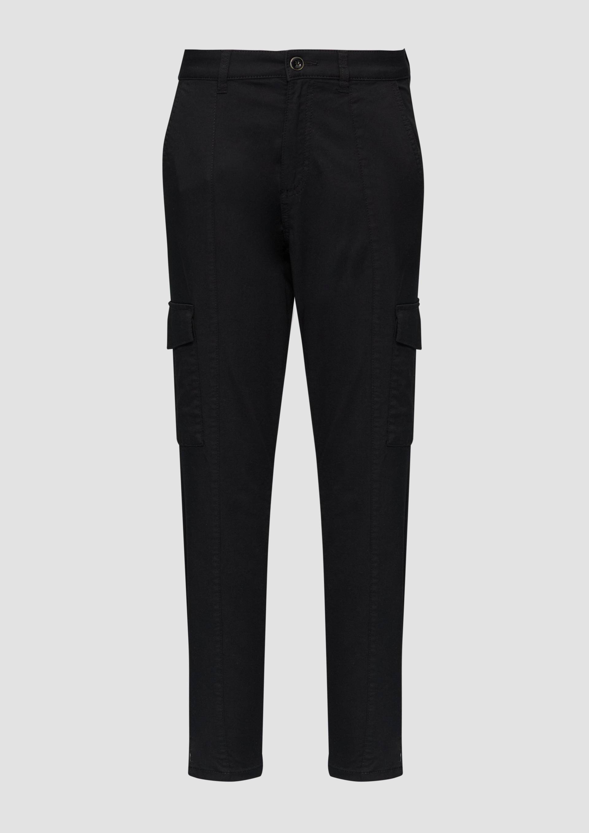s.Oliver - Chinohose Betsy mit Cargotaschen und Ziernähten, Damen, schwarz von s.Oliver