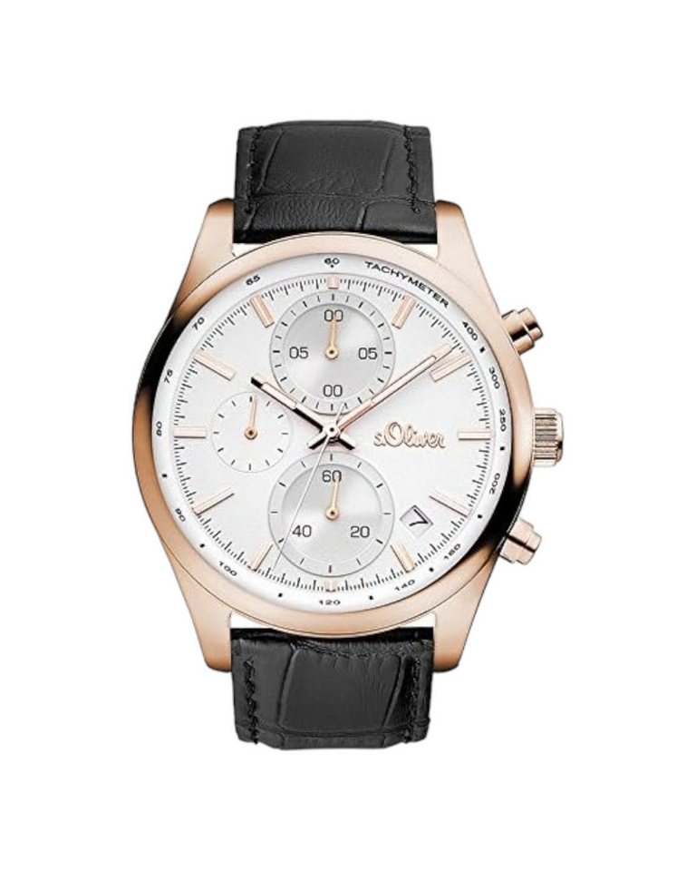 s.Oliver Chronograph s.Oliver Herren Chronograph Quarz Uhr SO-3347-LC SO-3347-LC, s.Oliver Herren Chronograph Uhr mit Leder Armband SO-3347-LC von s.Oliver