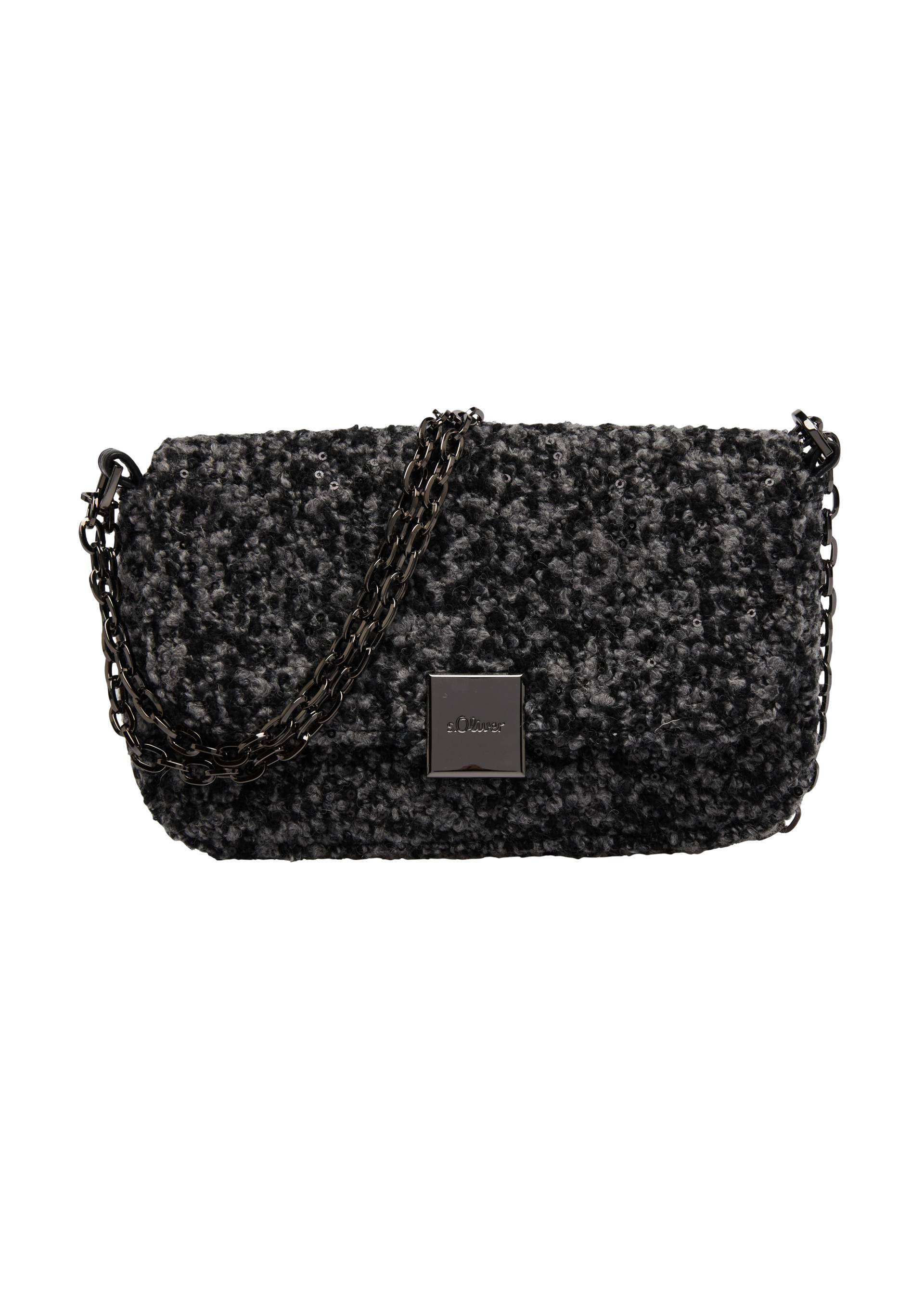 s.Oliver - Clutch mit Schulterkette in Bouclé-Oberfläche, Damen, grau|schwarz s.Oliver - Clutch mit Schulterkette in Bouclé-Oberfläche, Damen, grau|schwarz von s.Oliver