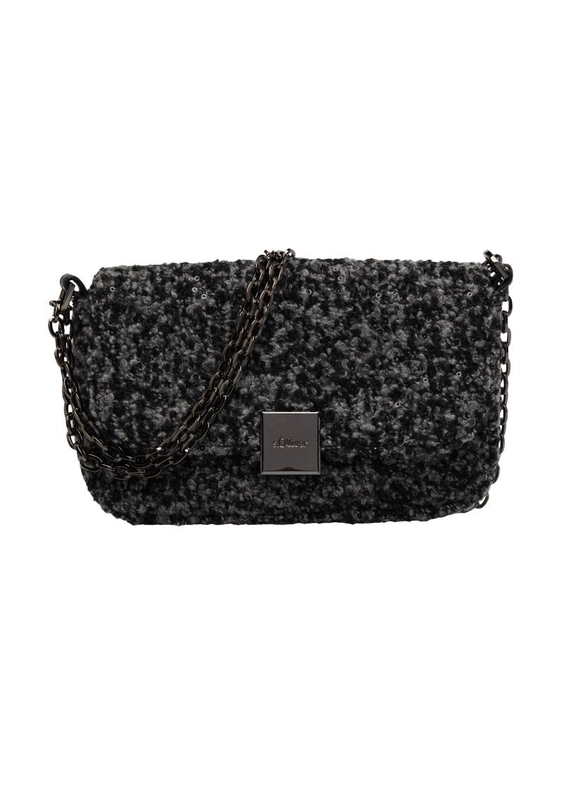 s.Oliver - Clutch mit Schulterkette in Bouclé-Oberfläche, Damen, grau|schwarz von s.Oliver