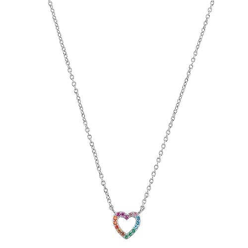 s.Oliver Collier 925 Sterling Silber Mädchen Kinder Halsschmuck, mit Zirkonia synth., 37+3 cm, Multicolor, Herz, Kommt in Schmuck Geschenk Box, 2034169 von s.Oliver