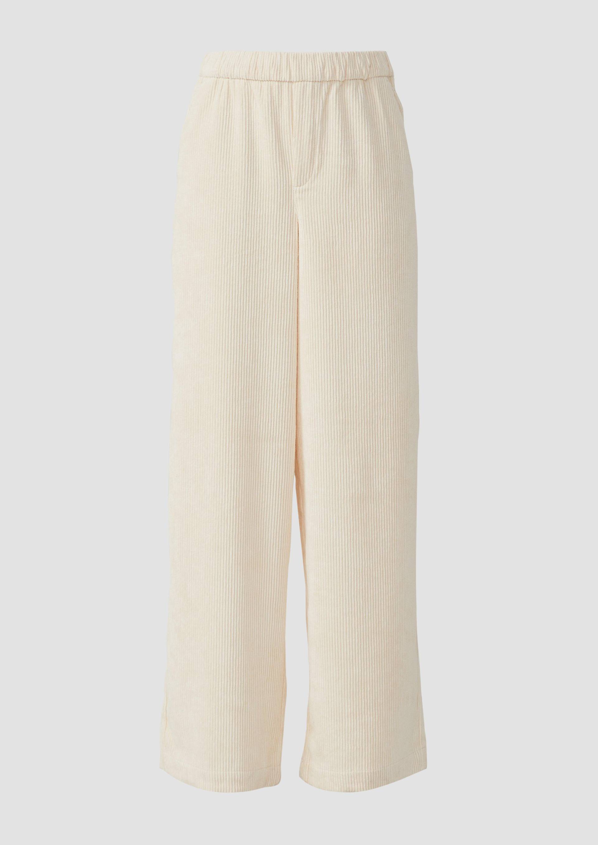 s.Oliver - Cordhose mit Elastikbund und Wide Leg, Damen, Beige von s.Oliver