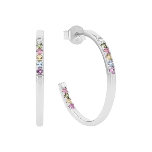 s.Oliver Creolen 925 Sterling Silber Damen Ohrschmuck, mit Zirkonia synth., 2,4 cm, Silber, Kommt in Schmuck Geschenk Box, 2037840 von s.Oliver