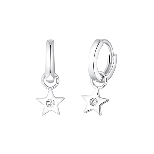 s.Oliver Creolen 925 Sterling Silber Mädchen Kinder Ohrschmuck, mit Zirkonia synth., 1,8 cm, Silber, Stern, Kommt in Schmuck Geschenk Box, 2035517 von s.Oliver