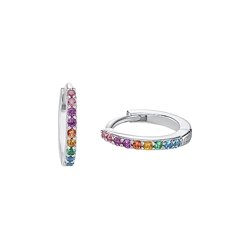 s.Oliver Creolen 925 Sterling Silber Mädchen Kinder Ohrschmuck, mit Zirkonia synth., 1,1 cm, Multicolor, Kommt in Schmuck Geschenk Box, 2034170 von s.Oliver