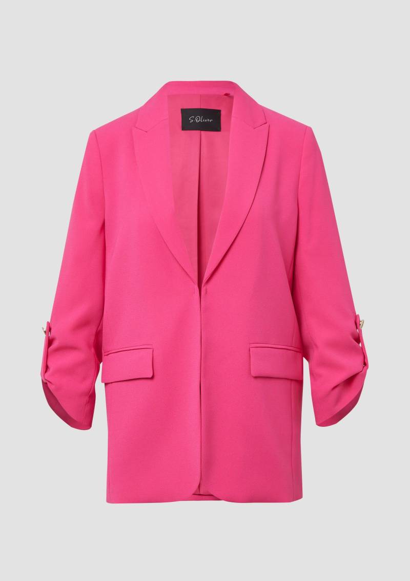 s.Oliver - Crêpe-Blazer mit 3/4-Ärmeln und Raff-Details, Damen, Rosa von s.Oliver