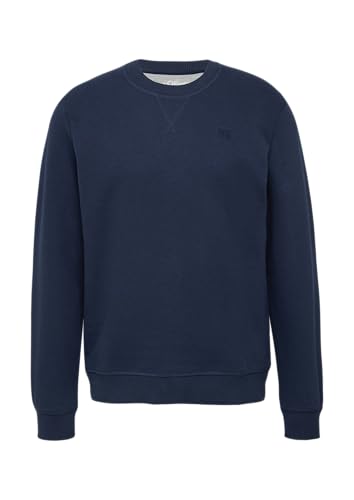 s.Oliver Crew Neck-Sweatshirt aus Baumwollmix mit Logo-Stickerei tiefblau L von s.Oliver