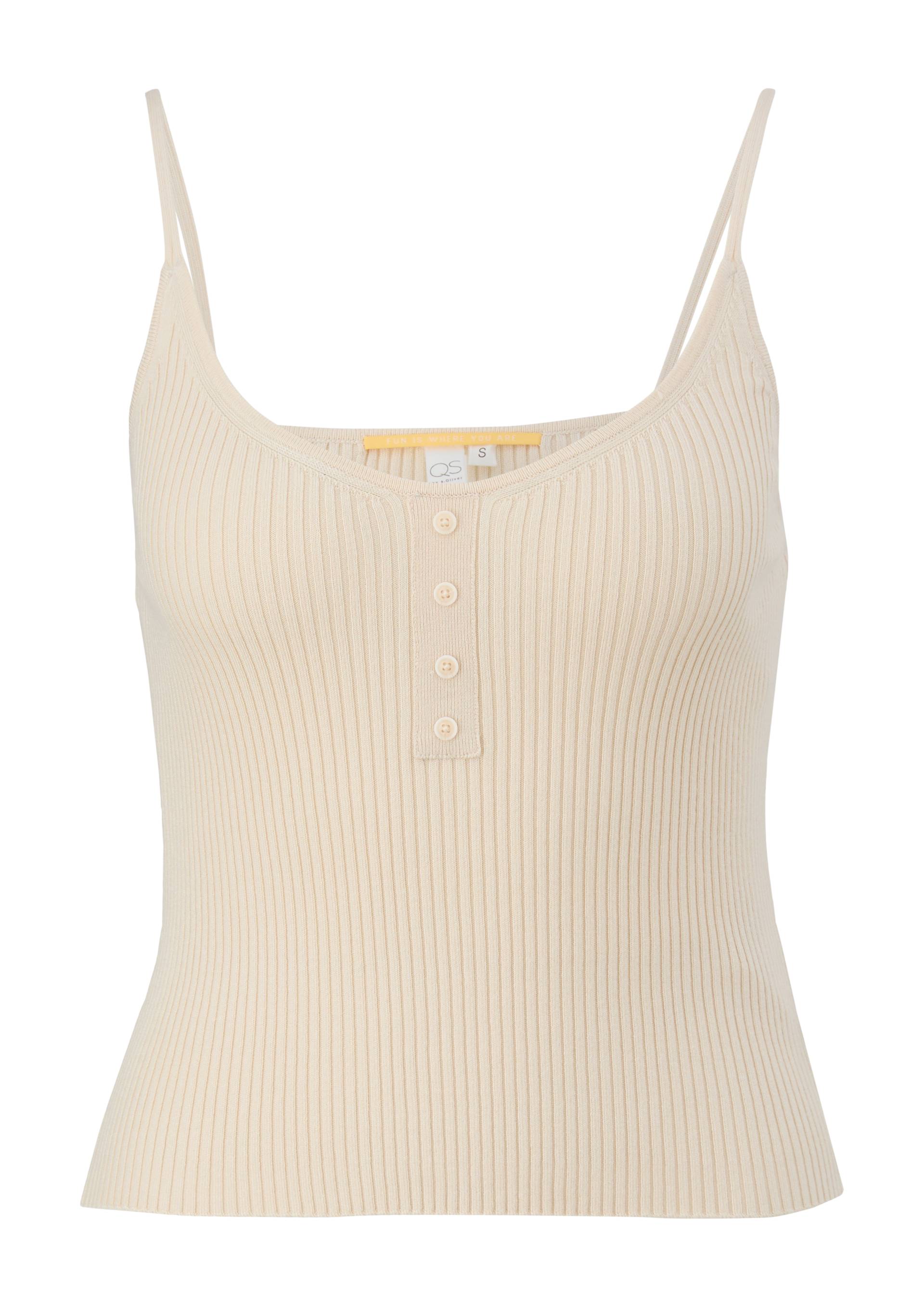 QS - Crop Top aus Viskosemix, Damen, Beige von QS