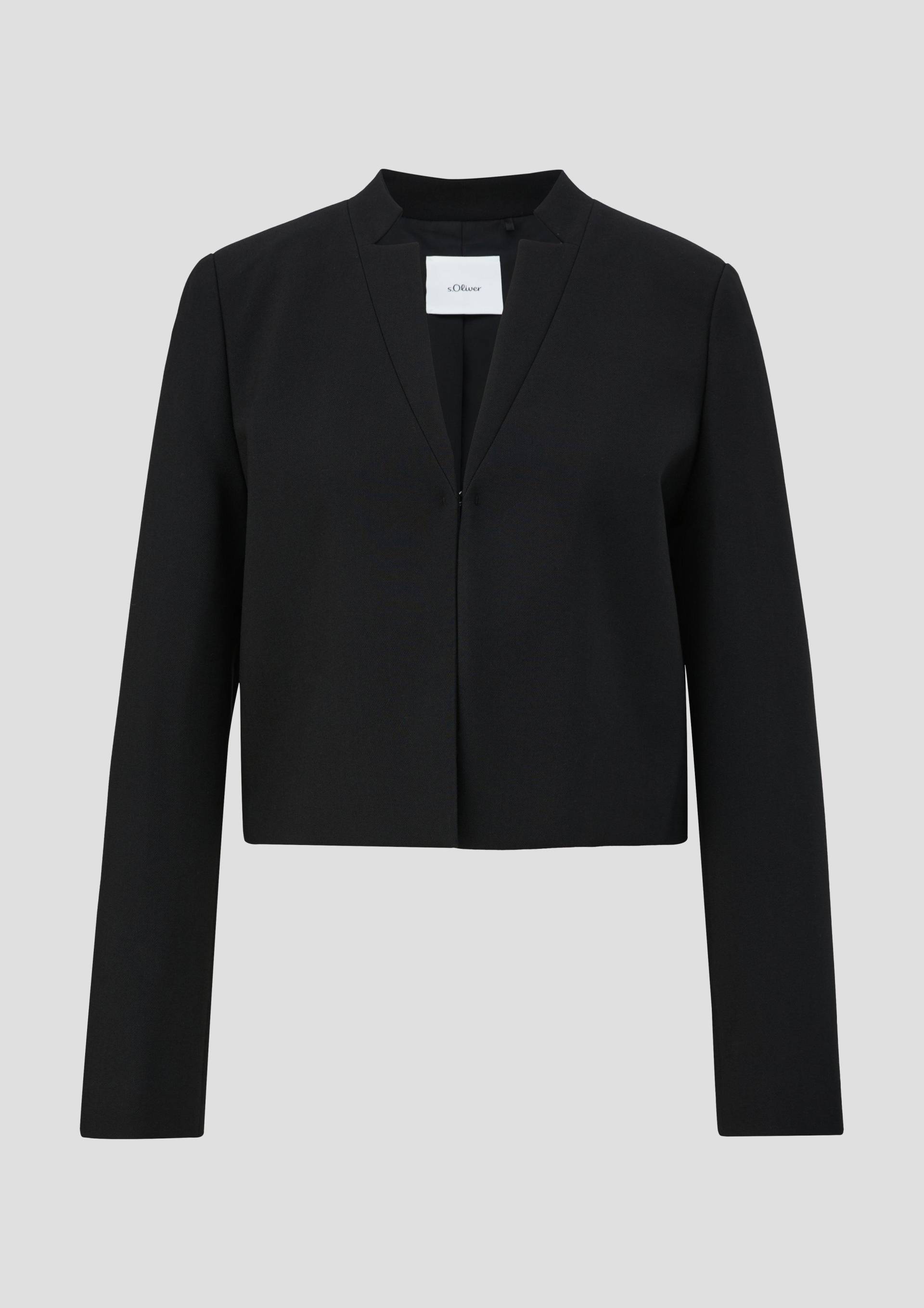 s.Oliver - Cropped Blazer mit Haken-Verschluss, Damen, schwarz von s.Oliver