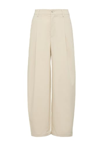s.Oliver Cropped-Hose aus Twill mit Barrel Leg und Elastikbund in High Rise beige 40 von s.Oliver