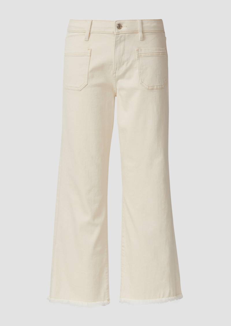 s.Oliver - Cropped Jeans / Slim Fit / Mid Rise / Flared Leg / Fransensaum, Damen, Beige von s.Oliver