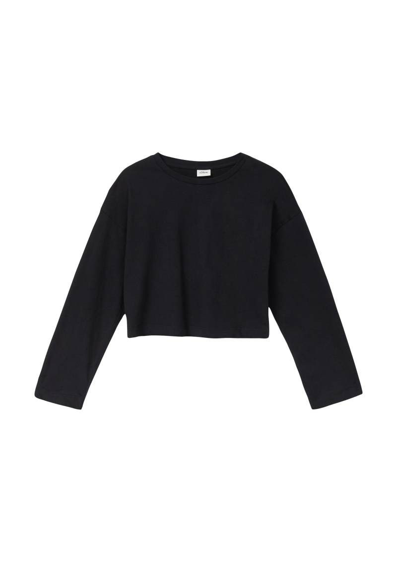 s.Oliver - Cropped-Longsleeve mit Rückenprint, Mädchen, schwarz von s.Oliver