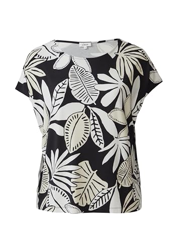 s.Oliver Curve Damen T-Shirt | Übergrößen 44-46 (DE/NL/SE/PL, Numerisch, 48, Regular, Regular, schwarz weiß) von s.Oliver