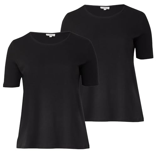 s.Oliver Curve Damen T-Shirt | Übergrößen 44-56 (DE/NL/SE/PL, Numerisch, 46, Regular, Regular, schwarz) von s.Oliver