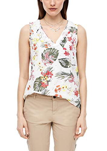 s.Oliver RED Label Damen Bluse ärmellos White AOP 38, 120.10.004.10.100.2039059 von s.Oliver