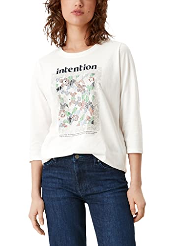 s.Oliver Damen 120.10.202.12.130.2109571 T Shirt, Off-White Placed P, XS EU von s.Oliver