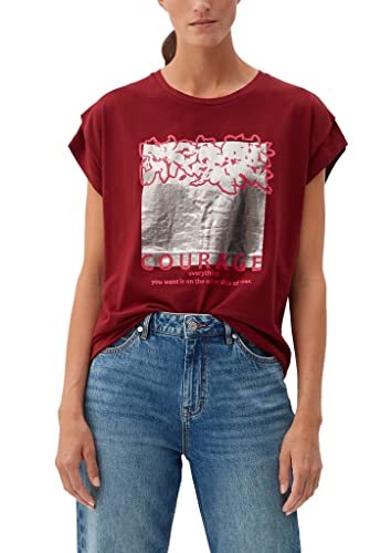 s.Oliver Damen 2121156 T-Shirt, Red Placed Print #841b2d, 34 von s.Oliver