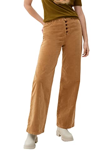 s.Oliver Damen 2121489 Cordhose mit Knopfleiste Wide, Braun, 32 EU von s.Oliver