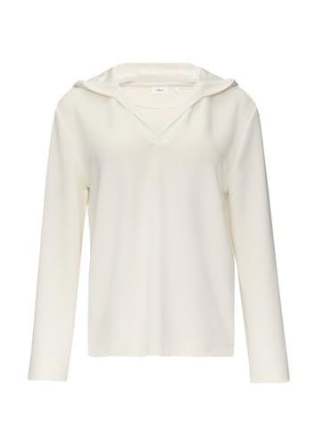 s.Oliver BLACK LABEL Kapuzenshirt aus Sweat mit Satin-Details Ecru 40 von s.Oliver BLACK LABEL