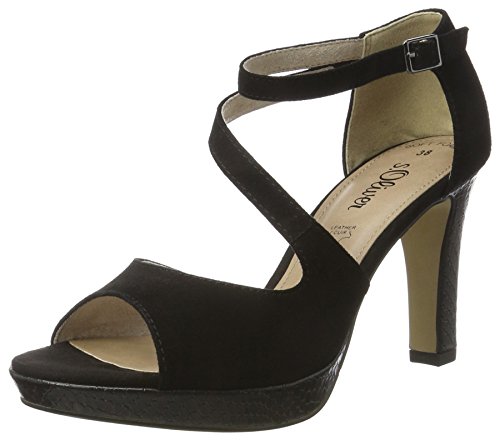 s.Oliver 28323, Damen Knöchelriemchen Sandalen, Schwarz (Black Comb 98), 42 EU (8 Damen UK) von s.Oliver