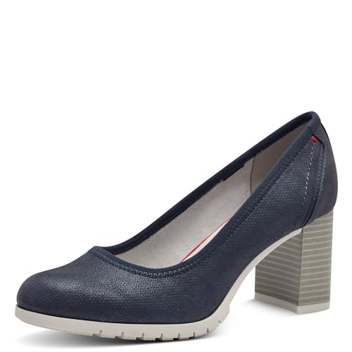 s.Oliver Damen Pumps mit Blockabsatz mit Strukturmuster, Blau (Navy), 38 von s.Oliver