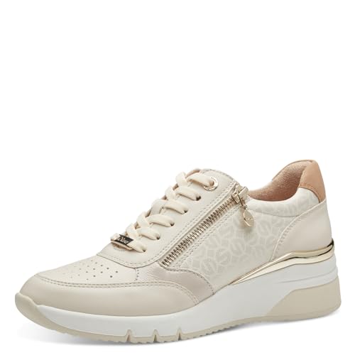 s.Oliver Damen Wedge Sneaker zum Schnüren mit Reißverschluss, Beige (Beige Comb), 39 von s.Oliver