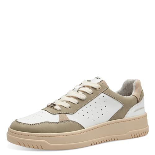 s.Oliver Damen Sneaker flach mit dicker Sohle Bequem, Mehrfarbig (Green Comb.), 41 von s.Oliver