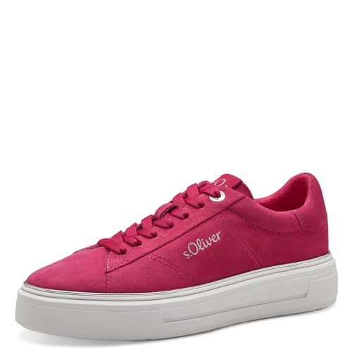 s.Oliver Damen Sneaker flach aus Leder mit Dicker Sohle, Rosa (Fuxia), 38 EU von s.Oliver