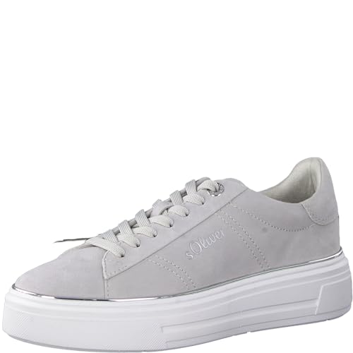 s.Oliver Damen Sneaker flach aus Leder mit dicker Sohle, Grau (Light Grey), 37 von s.Oliver