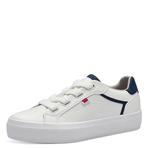 s.Oliver Damen Sneaker flach mit breiten Schnürsenkeln Bequem, Weiß (White/Navy), 39 von s.Oliver