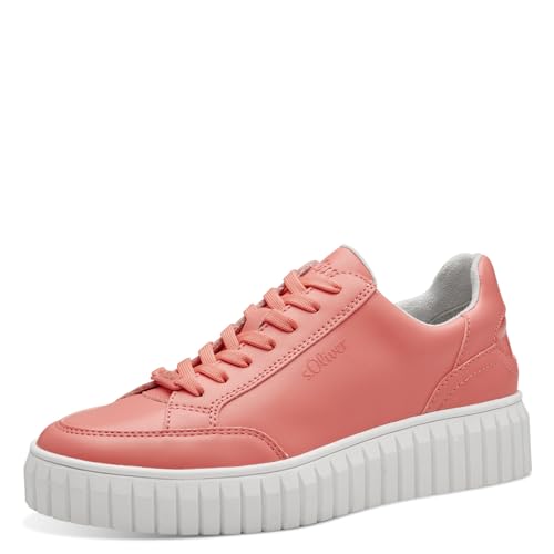 s.Oliver Damen Sneaker flach mit Dicker Sohle Vegan, Rosa (Coral), 41 EU von s.Oliver