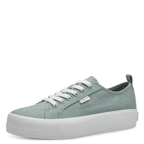 s.Oliver Damen Sneaker flach mit dicker Sohle aus Stoff, Grün (Mint), 39 von s.Oliver