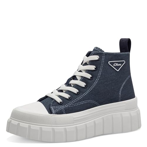 s.Oliver Damen Sneaker hoch zum Schnüren Plateau, Blau (Navy), 41 von s.Oliver