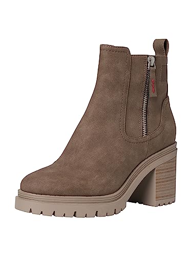 s.Oliver Damen Stiefeletten mit Absatz aus Kunstleder Blockabsatz Braun (Taupe), 41 von s.Oliver