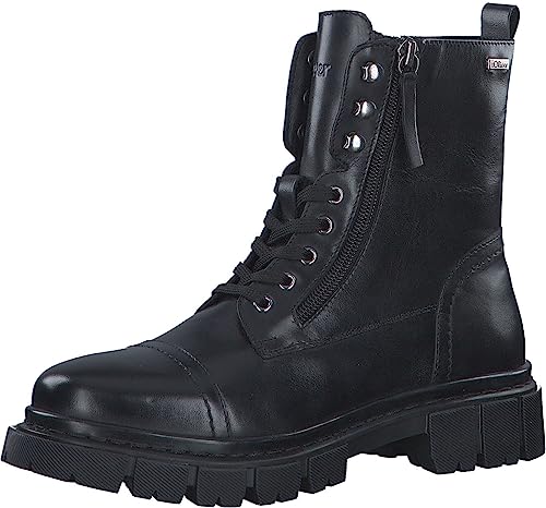 s.Oliver Damen Stiefeletten ohne Absatz aus Leder Plateau Schwarz (Black), 36 von s.Oliver