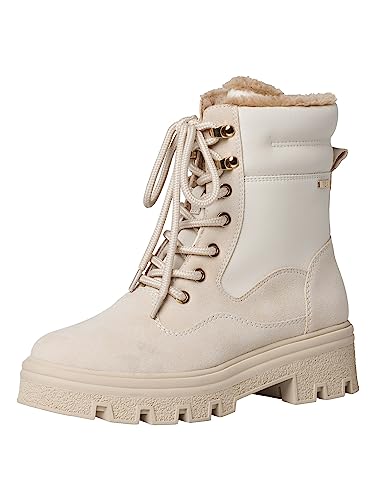 s.Oliver Damen Stiefeletten ohne Absatz aus Kunstleder Plateau Beige (Cream), 37 von s.Oliver